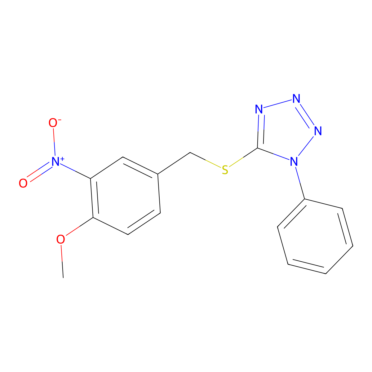 5-[(4-Methoxy-3-nitrophenyl)methylsulfanyl]-1-phenyltetrazole molecular structure, CAS 311327-67-0