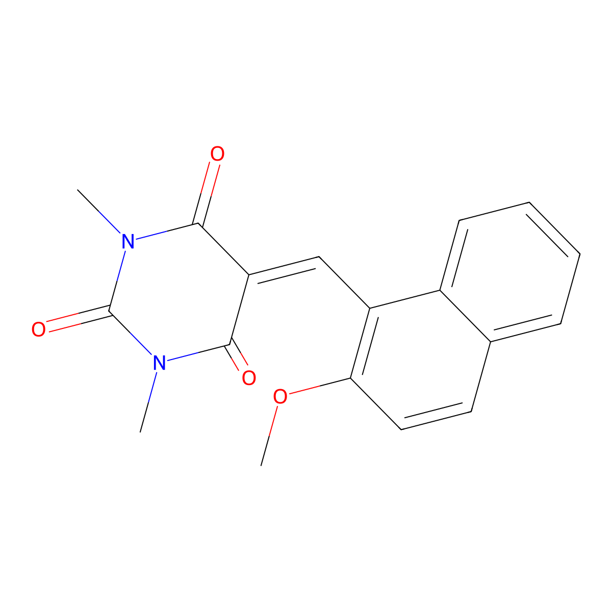 5-[(2-Methoxynaphthalen-1-yl)methylidene]-1,3-dimethyl-1,3-diazinane-2,4,6-trione molecular structure, CAS 311328-24-2