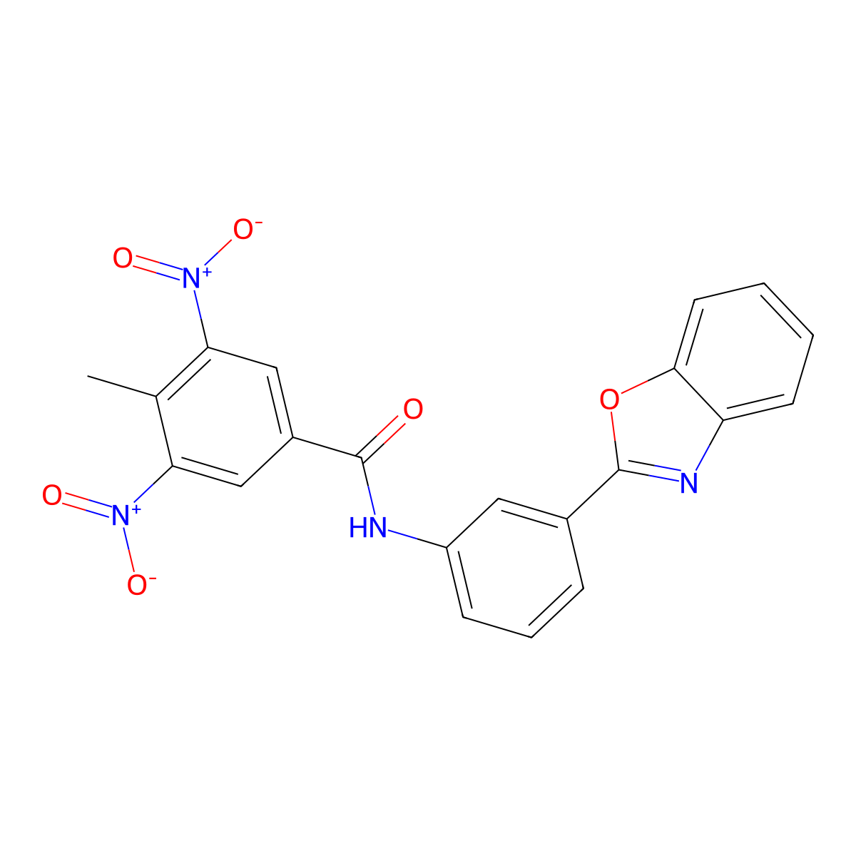 N-[3-(1,3-benzoxazol-2-yl)phenyl]-4-methyl-3,5-dinitrobenzamide molecular structure, CAS 311328-49-1
