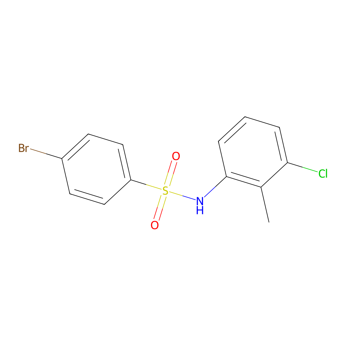 4-bromo-N-(3-chloro-2-methylphenyl)benzenesulfonamide molecular structure, CAS 311328-85-5