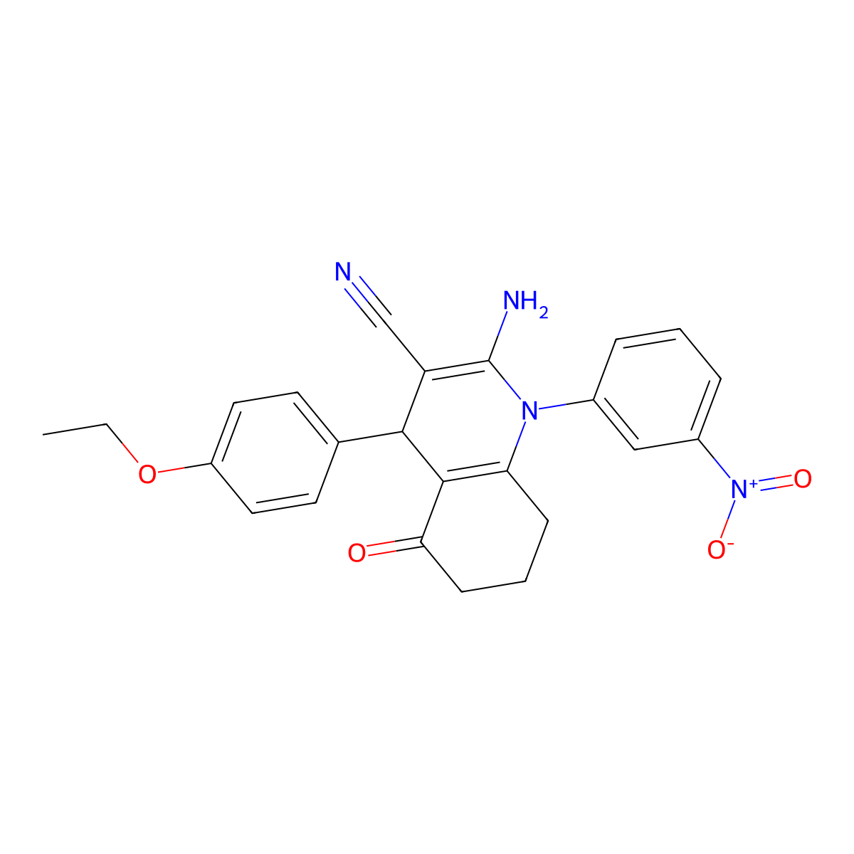 2-Amino-4-(4-ethoxyphenyl)-1-(3-nitrophenyl)-5-oxo-1,4,5,6,7,8-hexahydro-3-quinolinecarbonitrile molecular structure, CAS 311328-88-8
