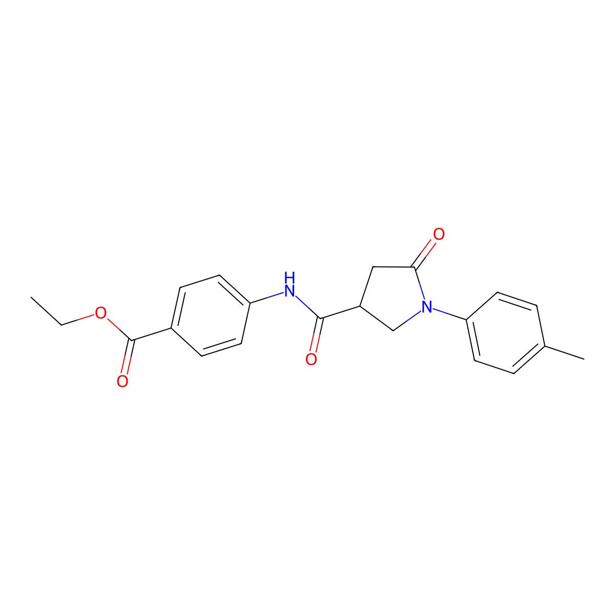 Benzoic acid, 4-[1-(4-methylphenyl)-5-oxo-3-pyrrolidinylcarbonylamino]-, ethyl ester molecular structure, CAS 311328-92-4