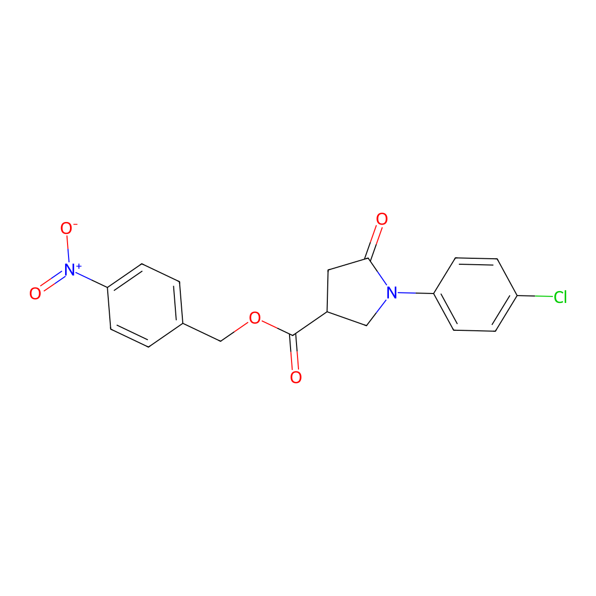 4-Nitrobenzyl 1-(4-chlorophenyl)-5-oxopyrrolidine-3-carboxylate molecular structure, CAS 311328-97-9