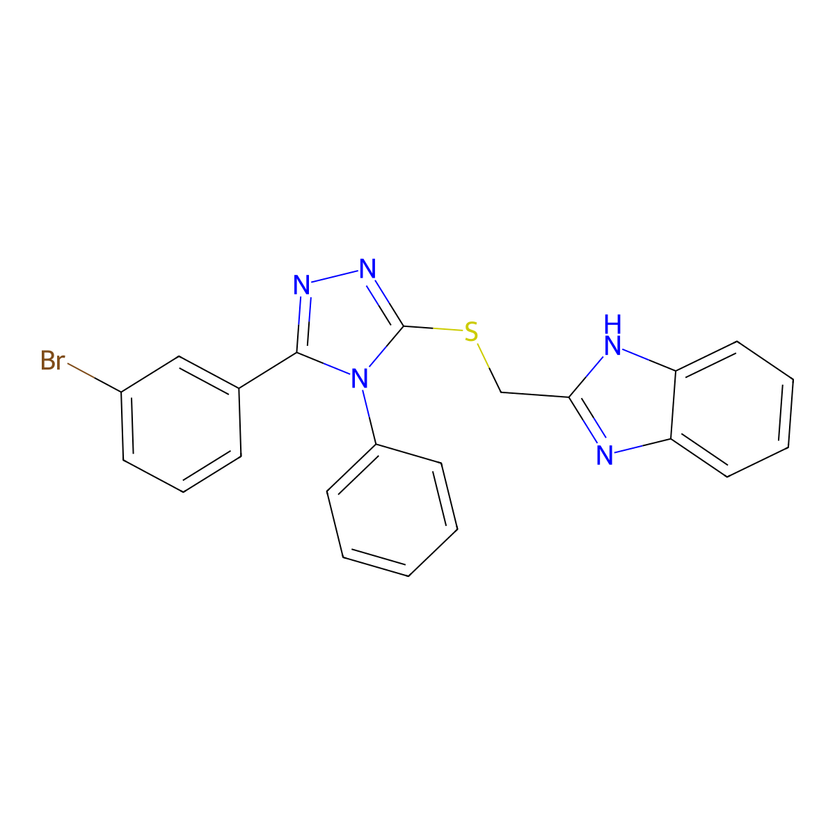 2-({[5-(3-bromophenyl)-4-phenyl-4H-1,2,4-triazol-3-yl]sulfanyl}methyl)-1H-benzimidazole molecular structure, CAS 311329-04-1