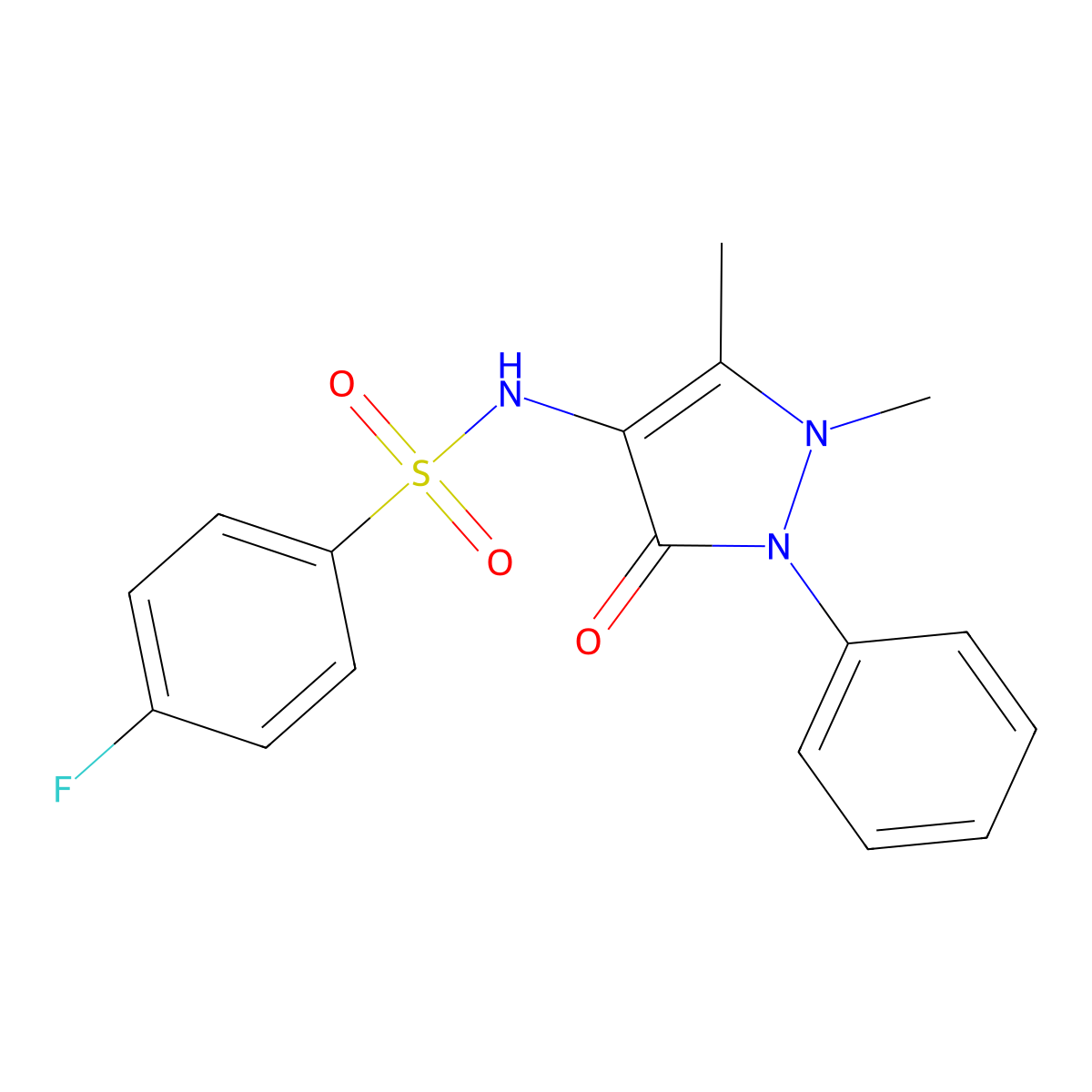 N-(1,5-dimethyl-3-oxo-2-phenyl-2,3-dihydro-1H-pyrazol-4-yl)-4-fluorobenzenesulfonamide molecular structure, CAS 311329-11-0
