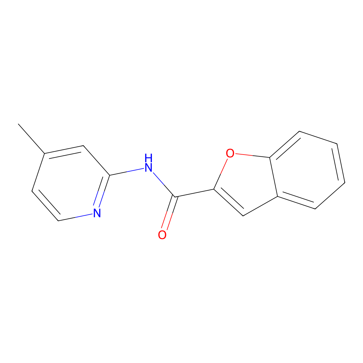 N-(4-methylpyridin-2-yl)-1-benzofuran-2-carboxamide molecular structure, CAS 311329-40-5