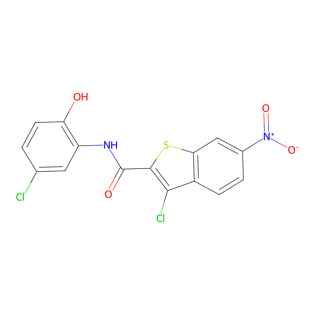 3-chloro-N-(5-chloro-2-hydroxyphenyl)-6-nitro-1-benzothiophene-2-carboxamide molecular structure, CAS 311329-64-3