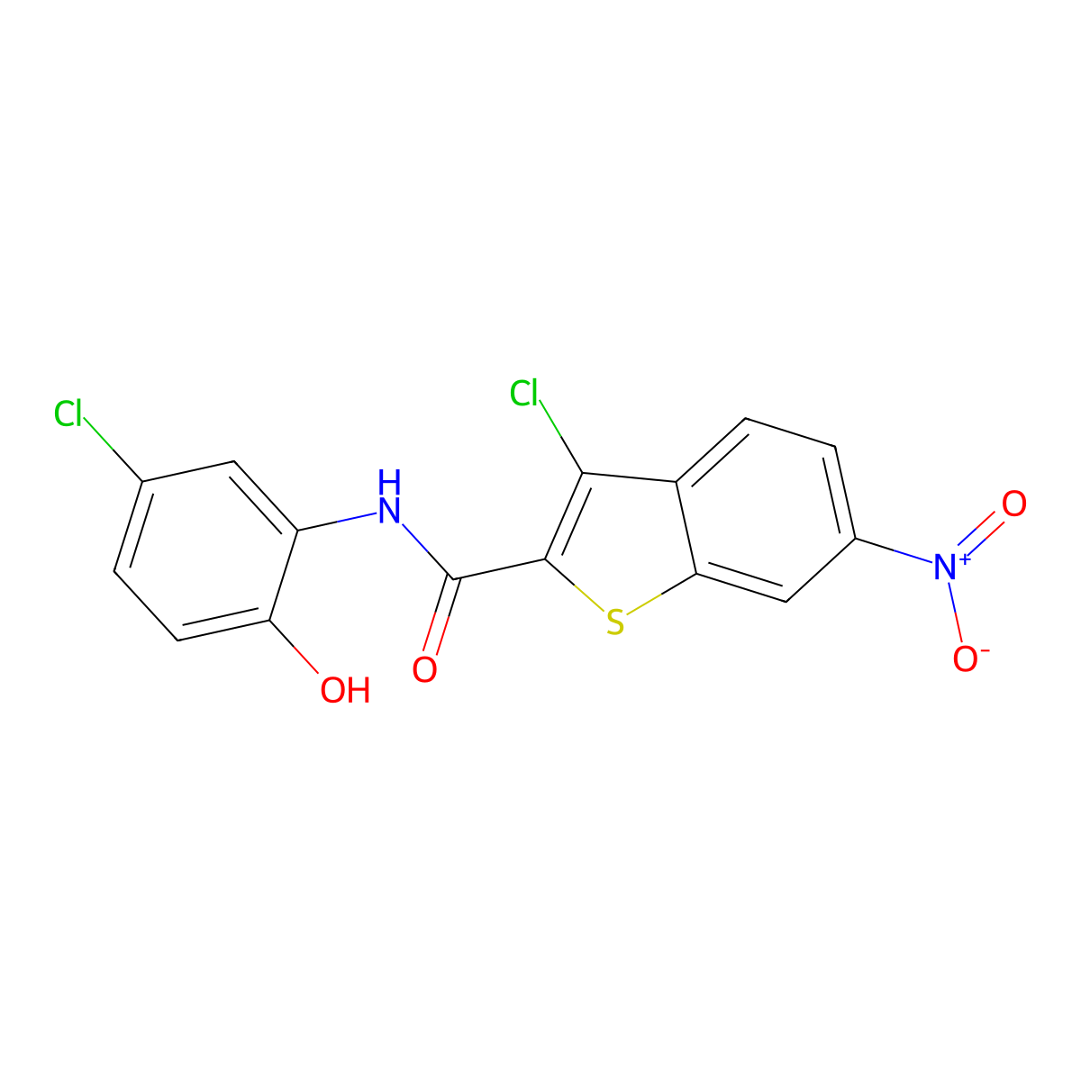 3-chloro-N-(5-chloro-2-hydroxyphenyl)-6-nitro-1-benzothiophene-2-carboxamide molecular structure, CAS 311329-64-3