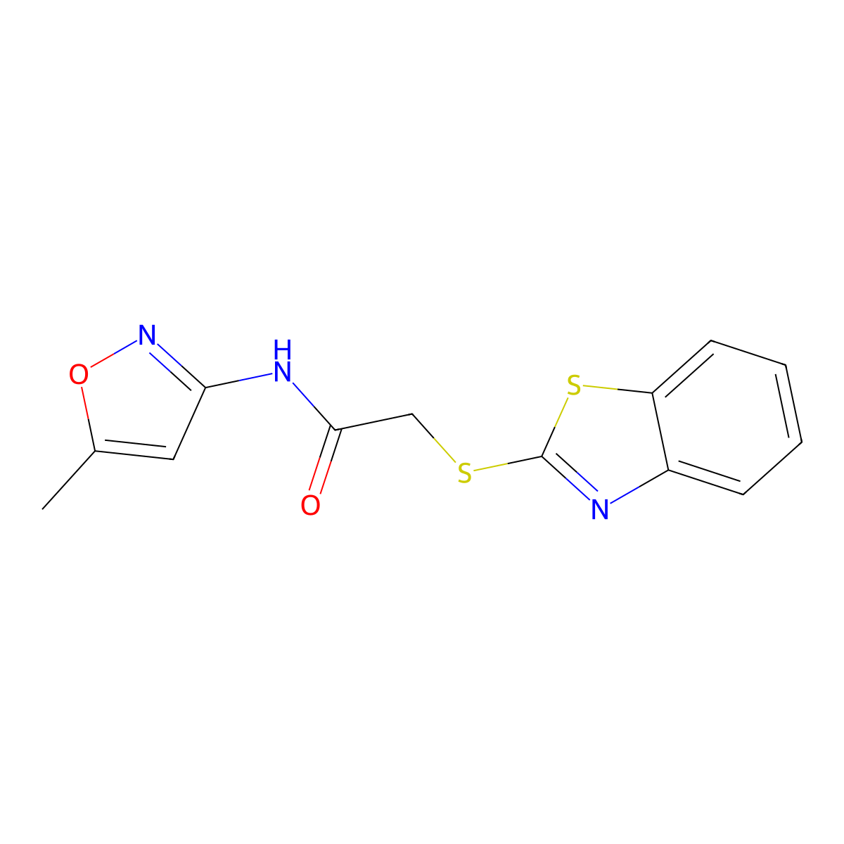 2-(1,3-benzothiazol-2-ylsulfanyl)-N-(5-methyl-1,2-oxazol-3-yl)acetamide molecular structure, CAS 311329-78-9