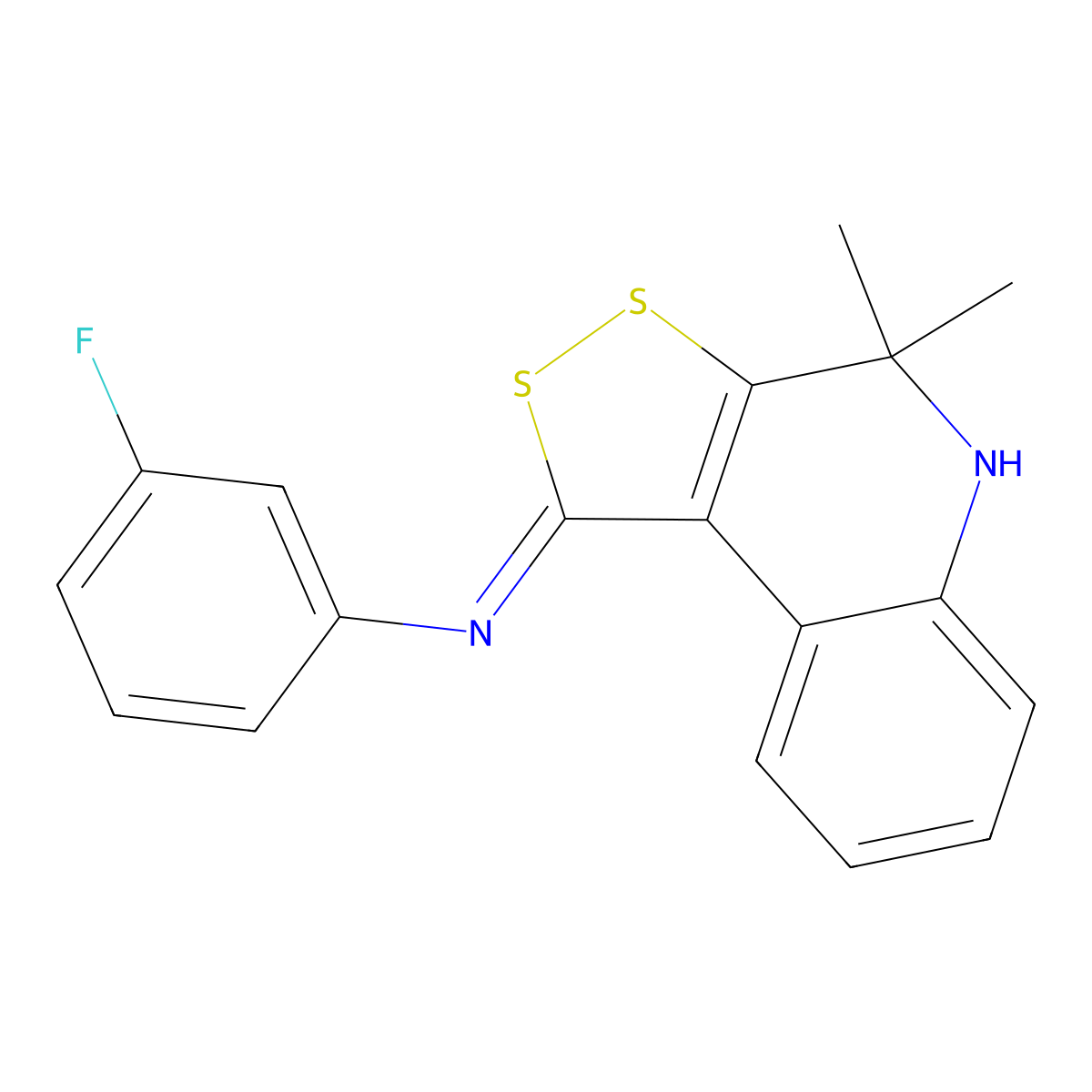 N-(3-fluorophenyl)-4,4-dimethyl-5H-dithiolo[3,4-c]quinolin-1-imine molecular structure, CAS 311330-00-4