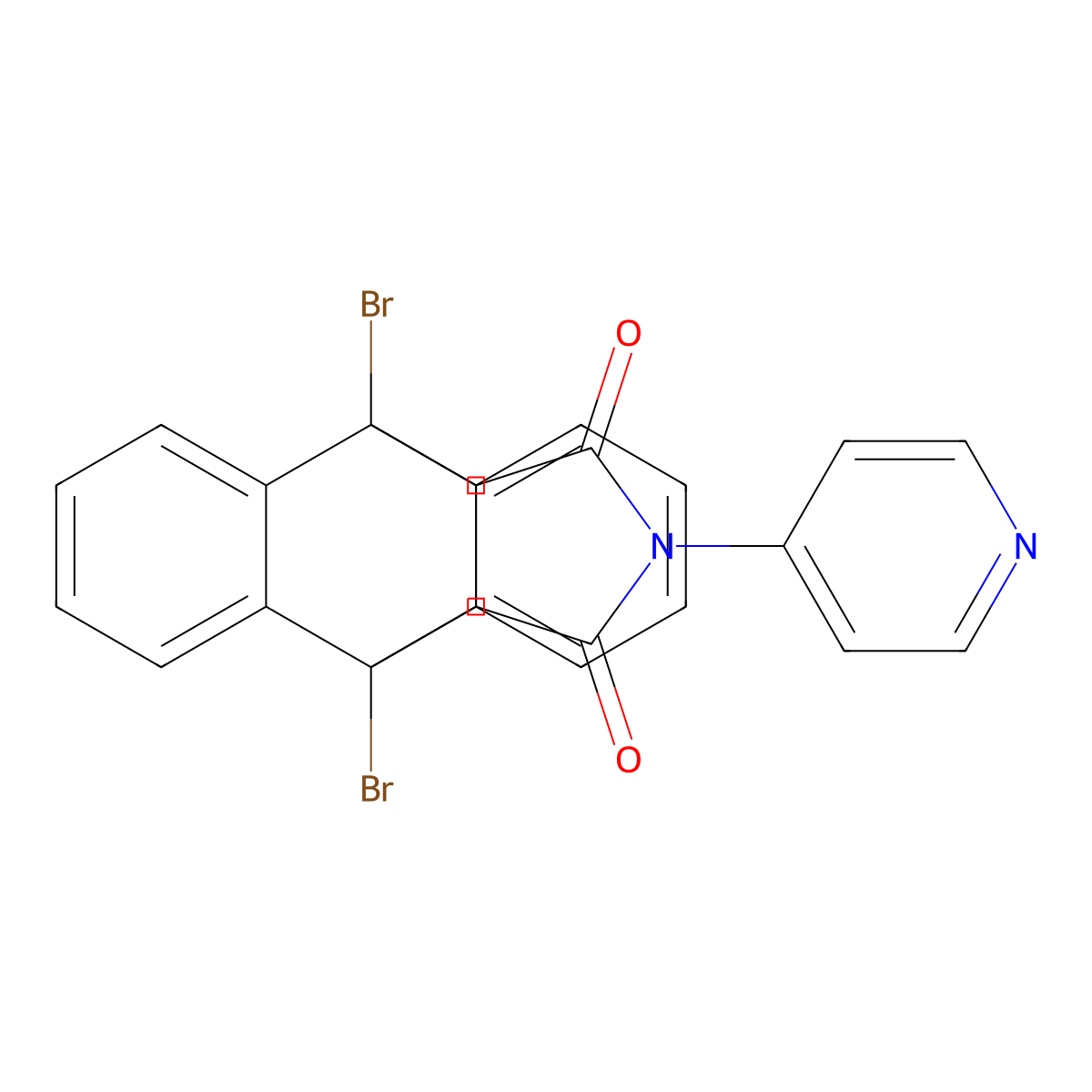 1,8-Dibromo-17-(pyridin-4-yl)-17-azapentacyclo[6.6.5.0~2,7~.0~9,14~.0~15,19~]nonadeca-2,4,6,9,11,13-hexaene-16,18-dione (non-preferred name) molecular structure, CAS 311331-47-2
