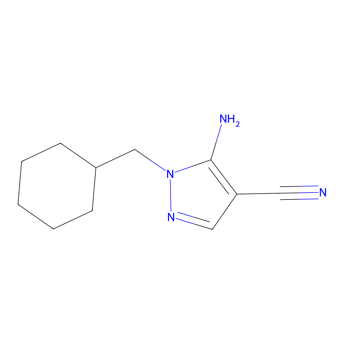 5-amino-1-(cyclohexylmethyl)-1H-pyrazole-4-carbonitrile molecular structure, CAS 311331-49-4