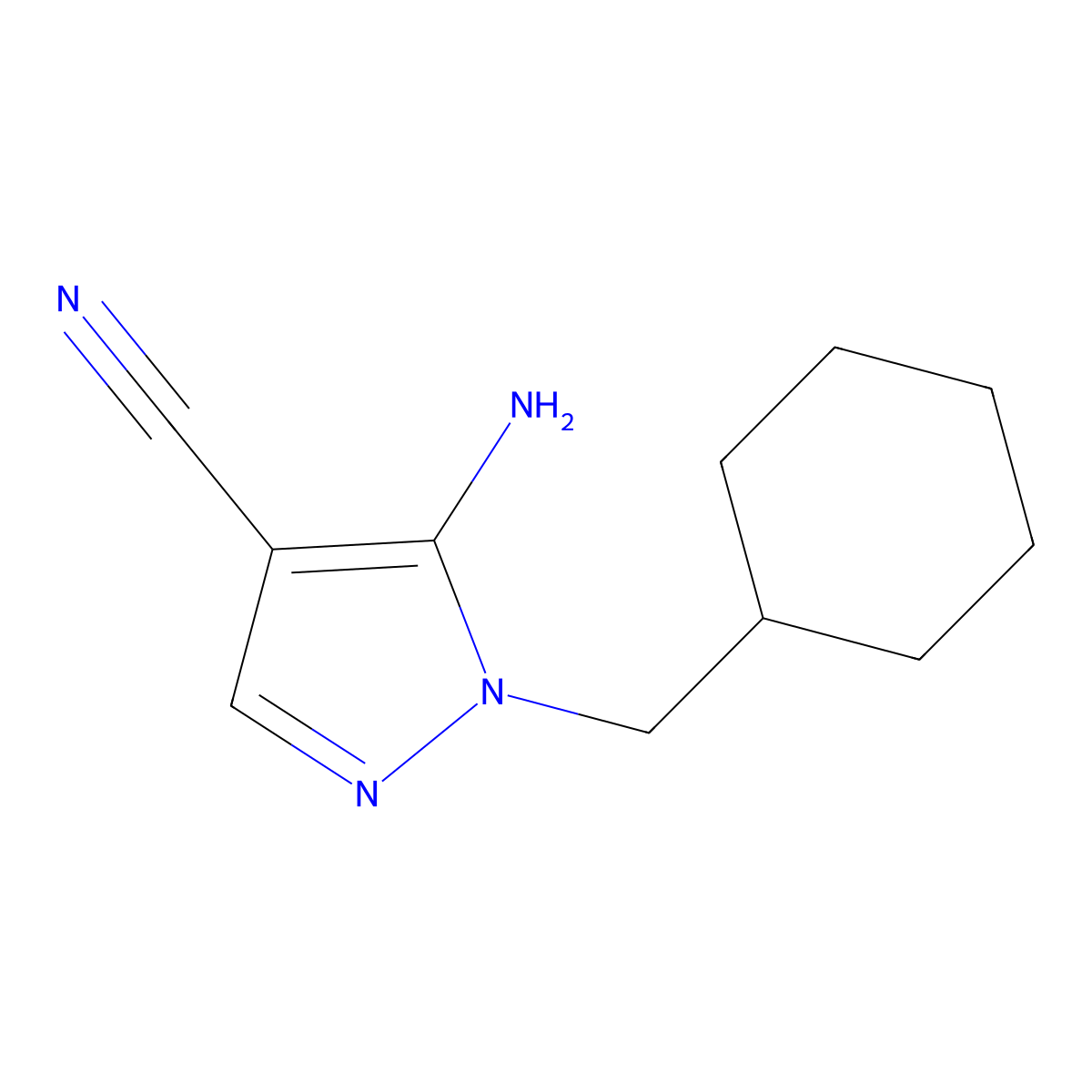 5-amino-1-(cyclohexylmethyl)-1H-pyrazole-4-carbonitrile molecular structure, CAS 311331-49-4