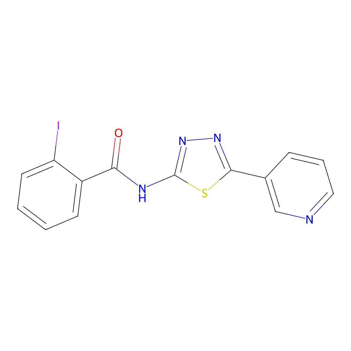 2-iodo-N-(5-pyridin-3-yl-1,3,4-thiadiazol-2-yl)benzamide molecular structure, CAS 311331-69-8