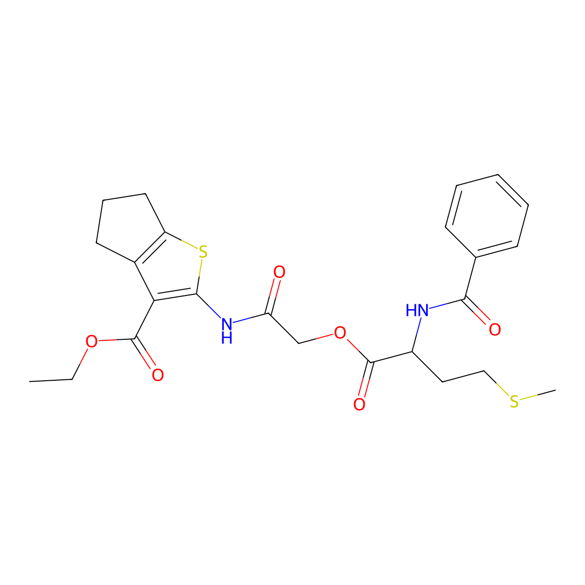 ethyl 2-[({[N-(phenylcarbonyl)methionyl]oxy}acetyl)amino]-5,6-dihydro-4H-cyclopenta[b]thiophene-3-carboxylate molecular structure, CAS 311332-22-6