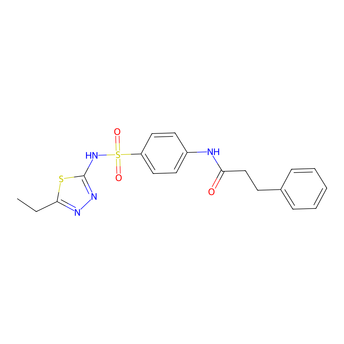 N-{4-[(5-ethyl-1,3,4-thiadiazol-2-yl)sulfamoyl]phenyl}-3-phenylpropanamide molecular structure, CAS 311332-23-7