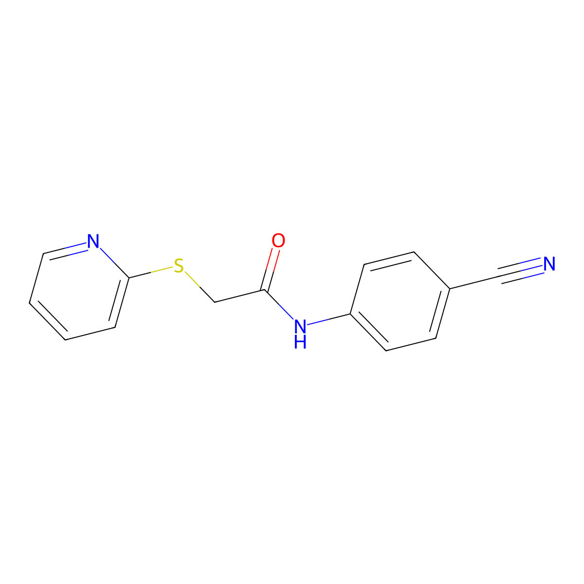 N-(4-cyanophenyl)-2-pyridin-2-ylsulfanylacetamide molecular structure, CAS 311332-28-2