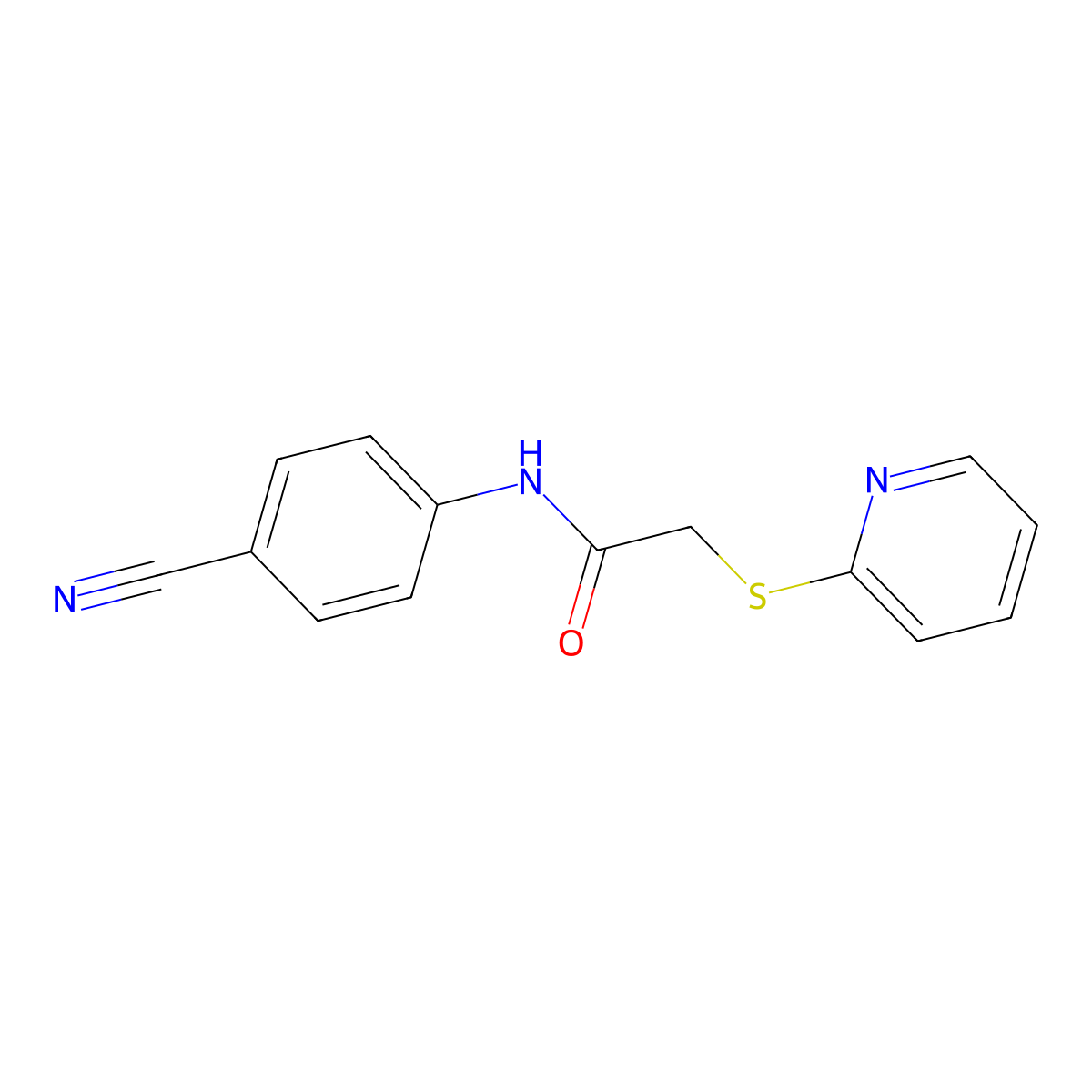 N-(4-cyanophenyl)-2-pyridin-2-ylsulfanylacetamide molecular structure, CAS 311332-28-2