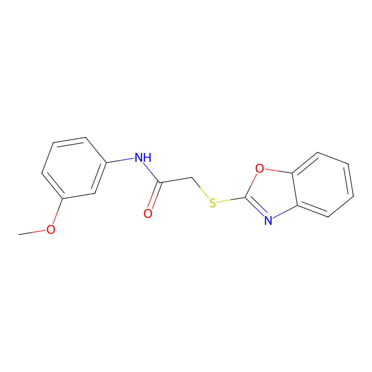 2-(1,3-benzoxazol-2-ylsulfanyl)-N-(3-methoxyphenyl)acetamide molecular structure, CAS 311332-29-3