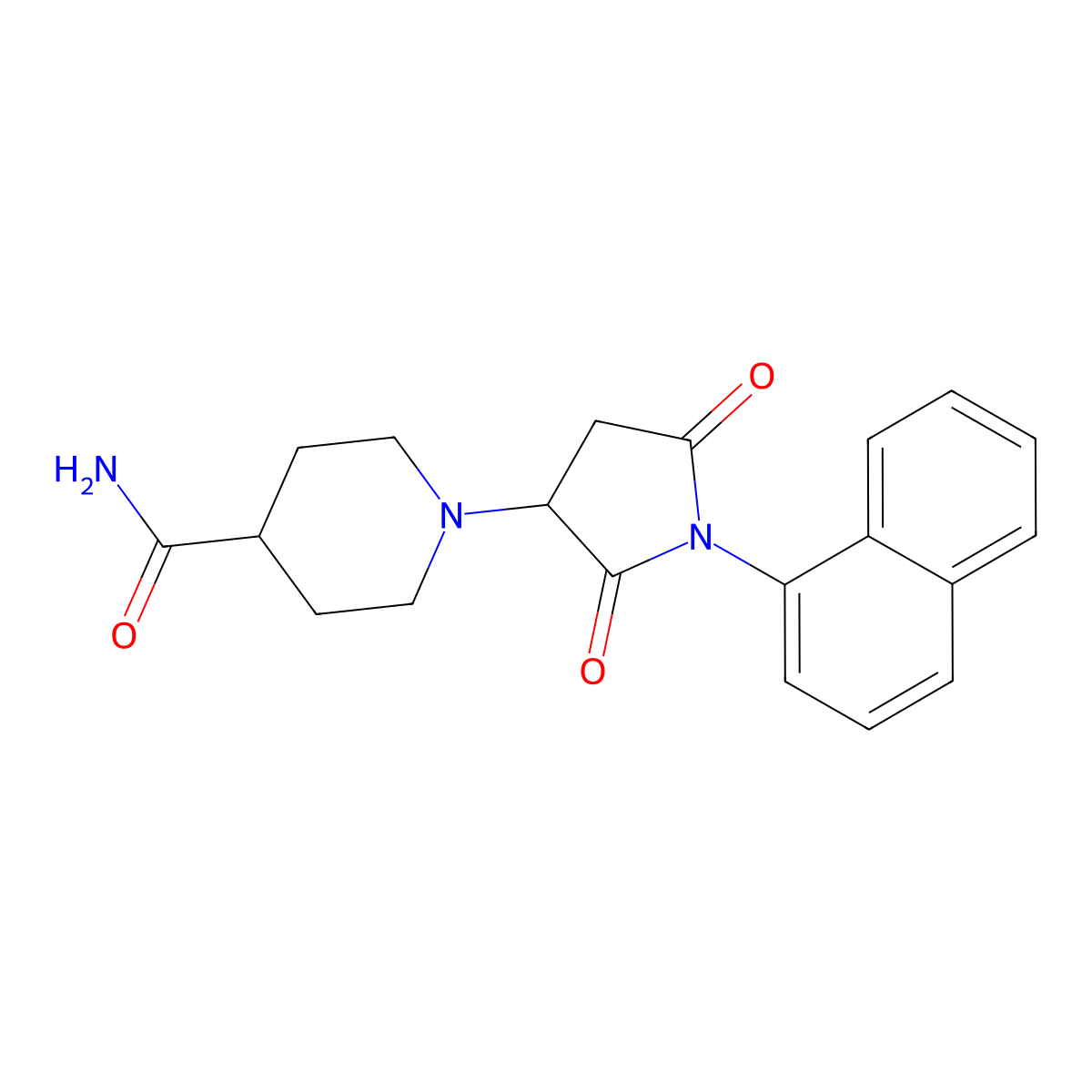 1-[1-(Naphthalen-1-yl)-2,5-dioxopyrrolidin-3-yl]piperidine-4-carboxamide molecular structure, CAS 311332-70-4
