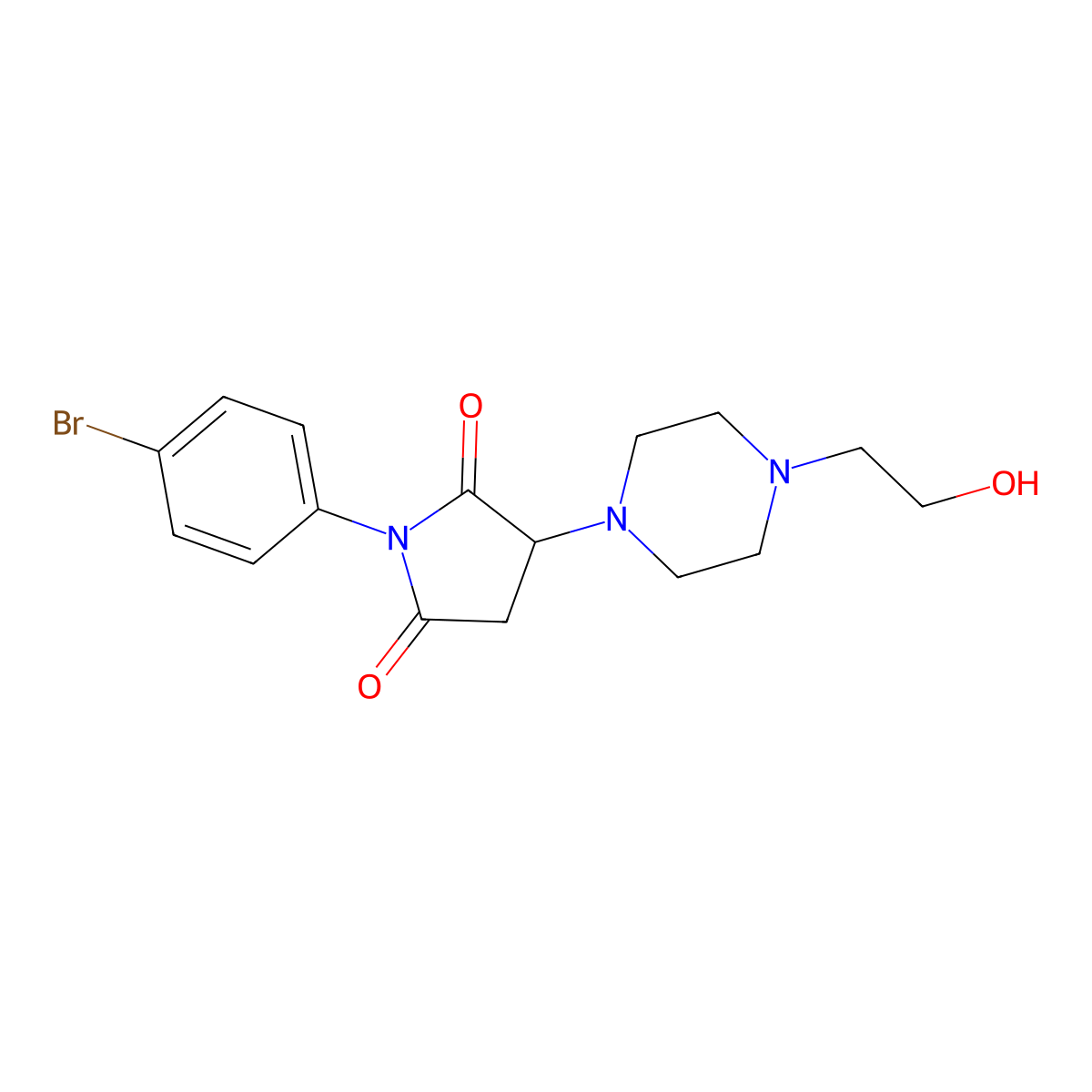 1-(4-Bromophenyl)-3-[4-(2-hydroxyethyl)piperazin-1-yl]pyrrolidine-2,5-dione molecular structure, CAS 311332-74-8