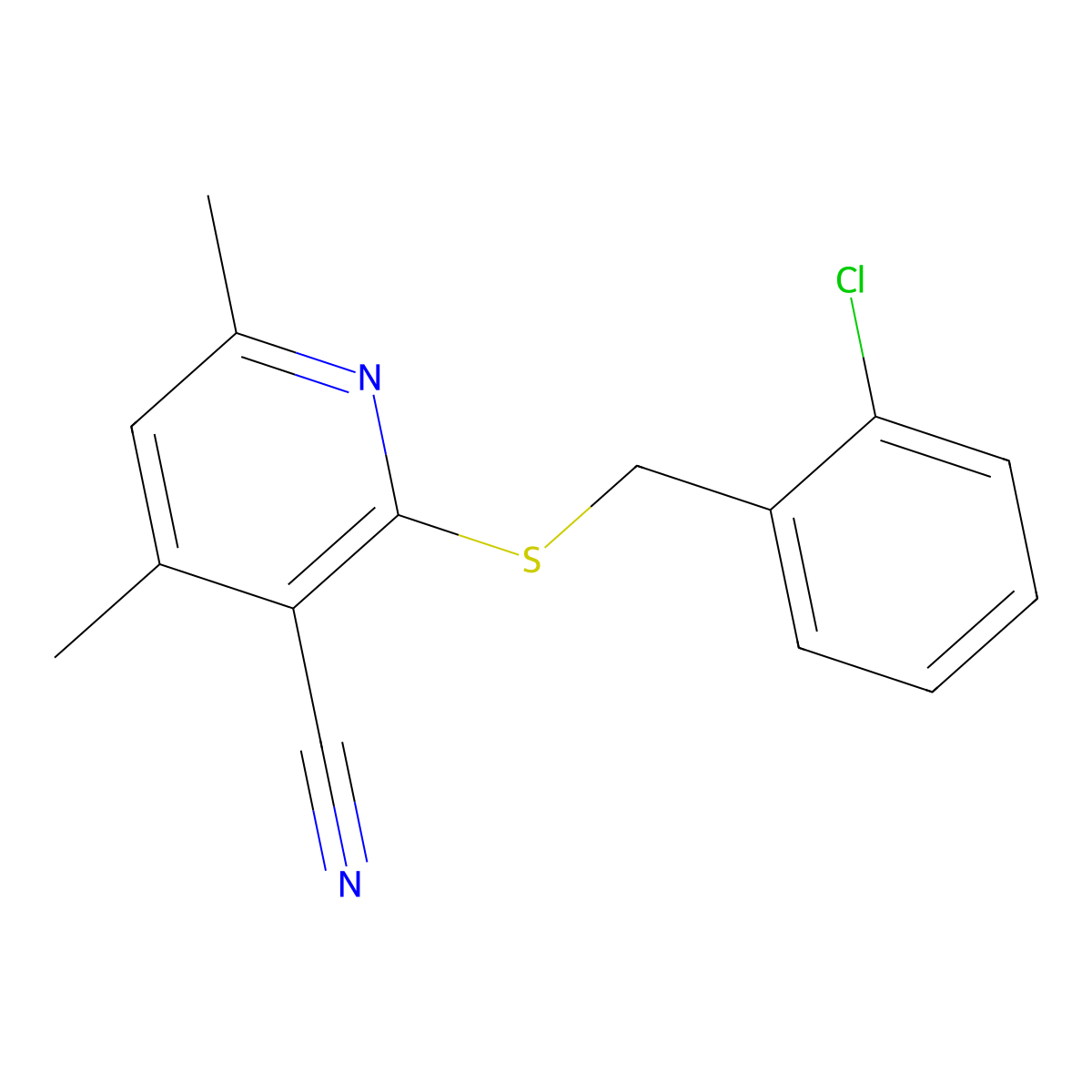 2-[(2-Chlorobenzyl)sulfanyl]-4,6-dimethylnicotinonitrile molecular structure, CAS 311333-14-9