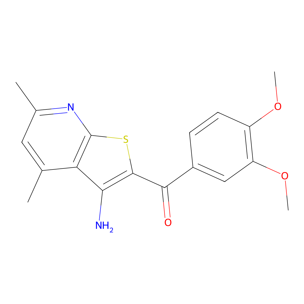 (3-Amino-4,6-dimethylthieno[2,3-b]pyridin-2-yl)(3,4-dimethoxyphenyl)methanone molecular structure, CAS 311333-24-1