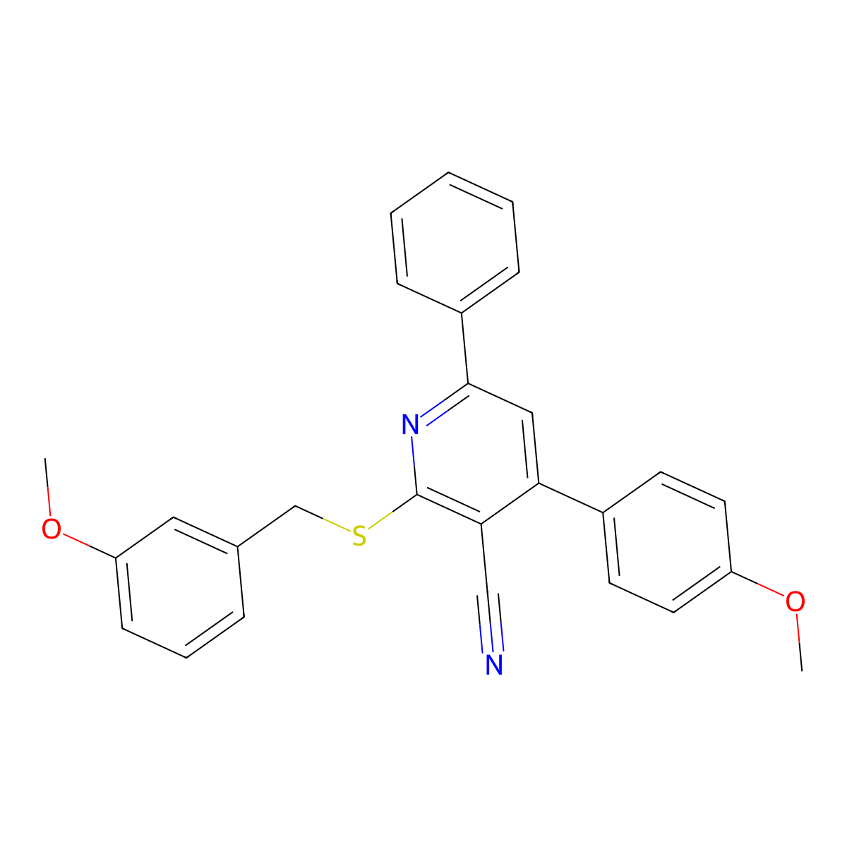 4-(4-Methoxyphenyl)-2-[(3-methoxyphenyl)methylsulfanyl]-6-phenylpyridine-3-carbonitrile molecular structure, CAS 311333-78-5