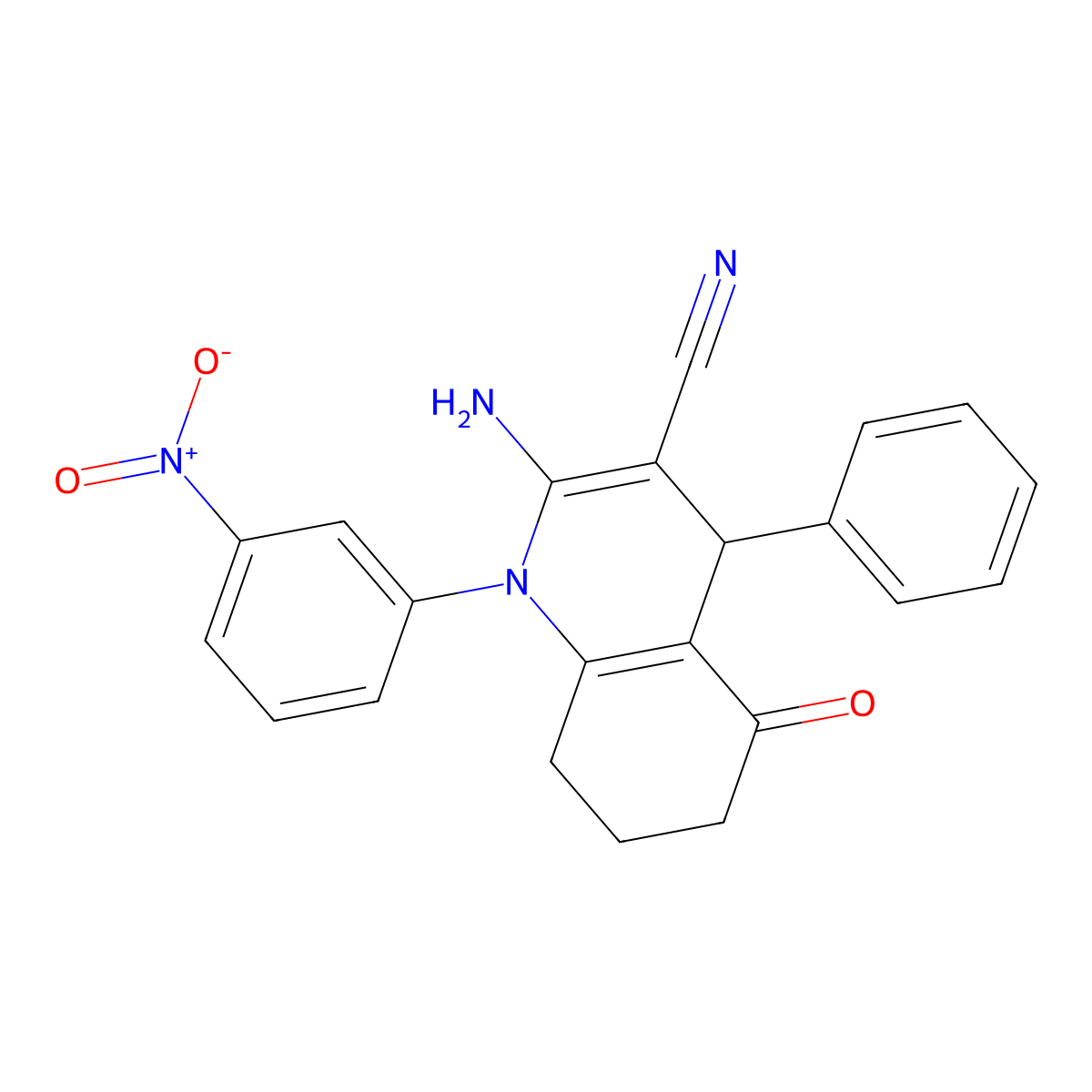 2-Amino-1-(3-nitro-PH)-5-oxo-4-PH-1,4,5,6,7,8-hexahydro-3-quinolinecarbonitrile molecular structure, CAS 311334-25-5