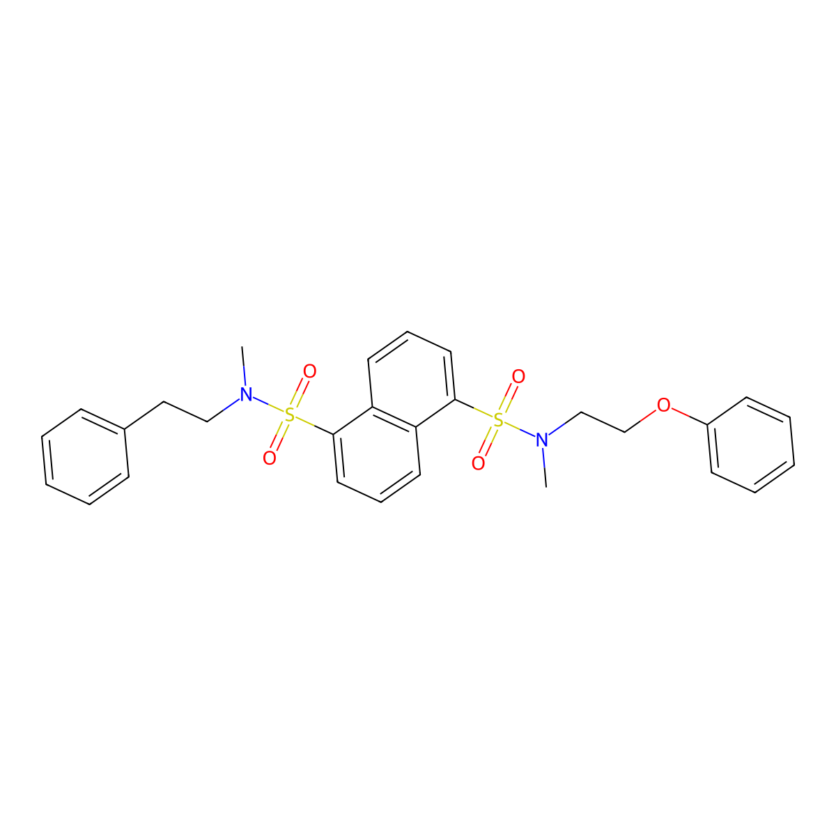 N,N'-dimethyl-N-(2-phenoxyethyl)-N'-(2-phenylethyl)naphthalene-1,5-disulfonamide molecular structure, CAS 311334-44-8