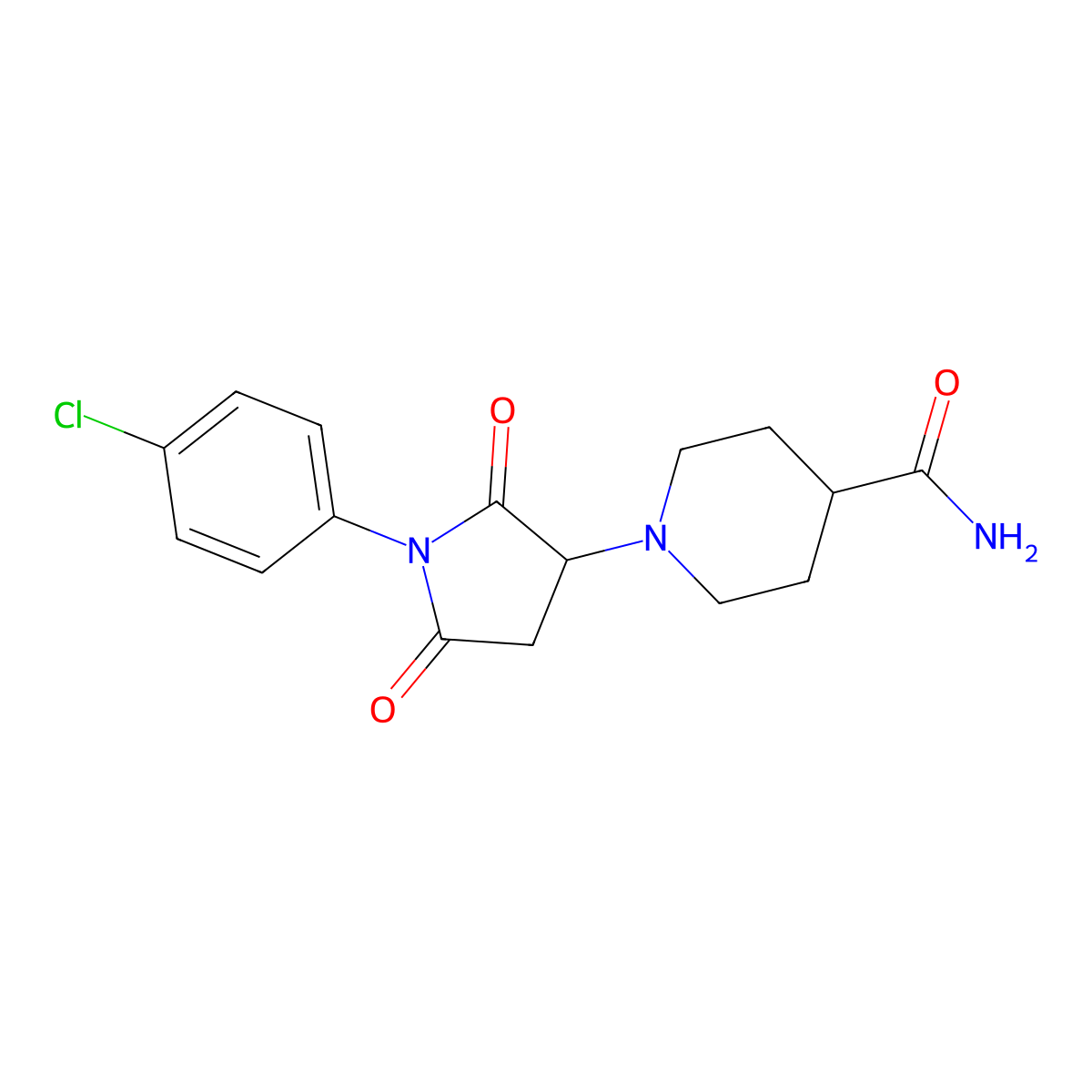 1-[1-(4-Chlorophenyl)-2,5-dioxopyrrolidin-3-yl]piperidine-4-carboxamide molecular structure, CAS 311334-86-8