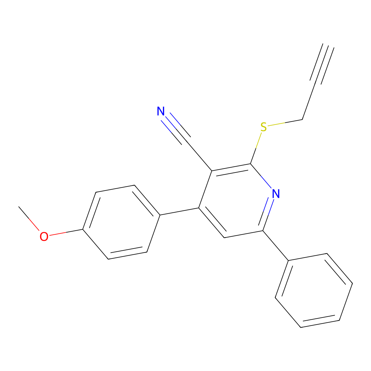 4-(4-Methoxyphenyl)-6-phenyl-2-(2-propyn-1-ylsulfanyl)nicotinonitrile molecular structure, CAS 311335-02-1