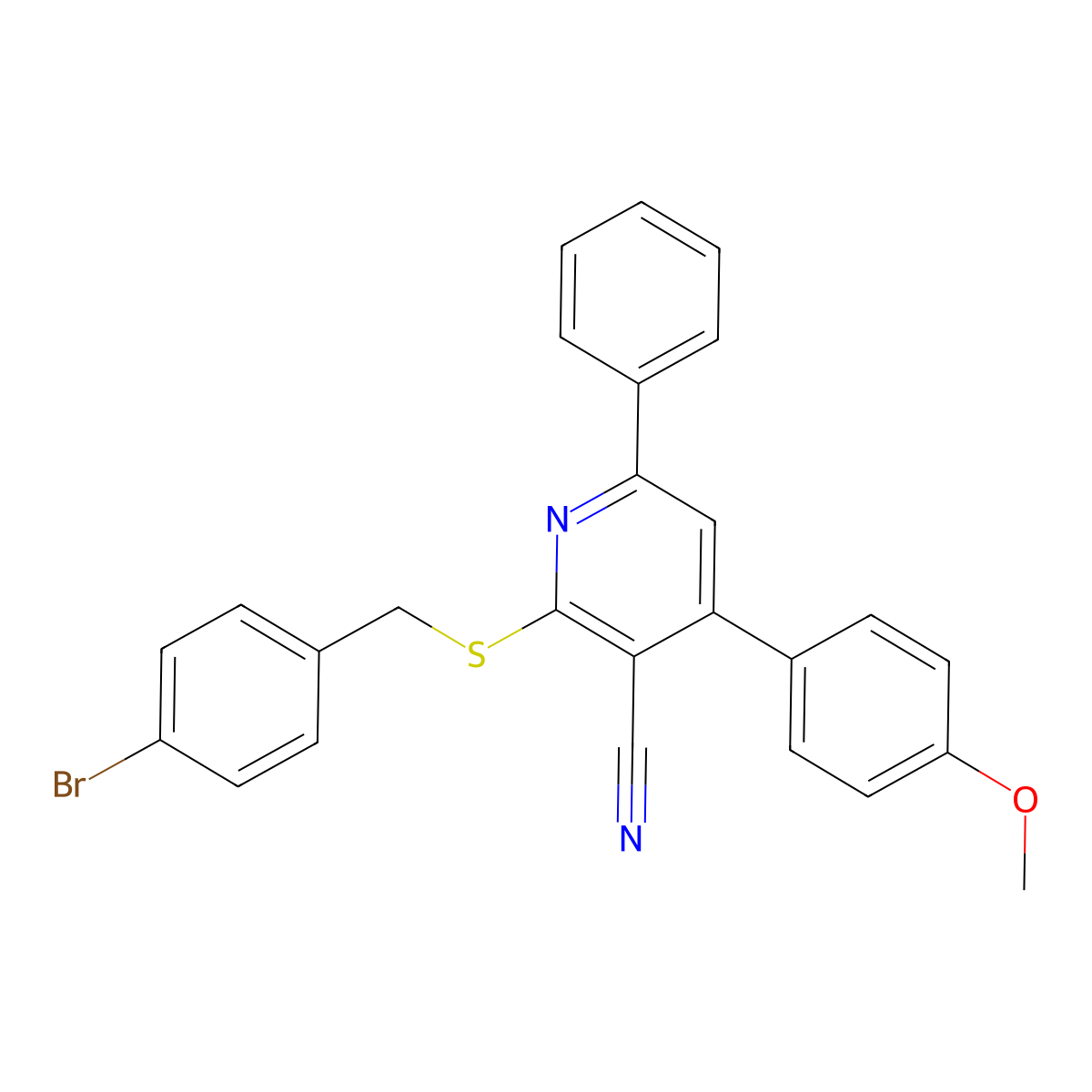 2-[(4-Bromophenyl)methylsulfanyl]-4-(4-methoxyphenyl)-6-phenylpyridine-3-carbonitrile molecular structure, CAS 311335-07-6