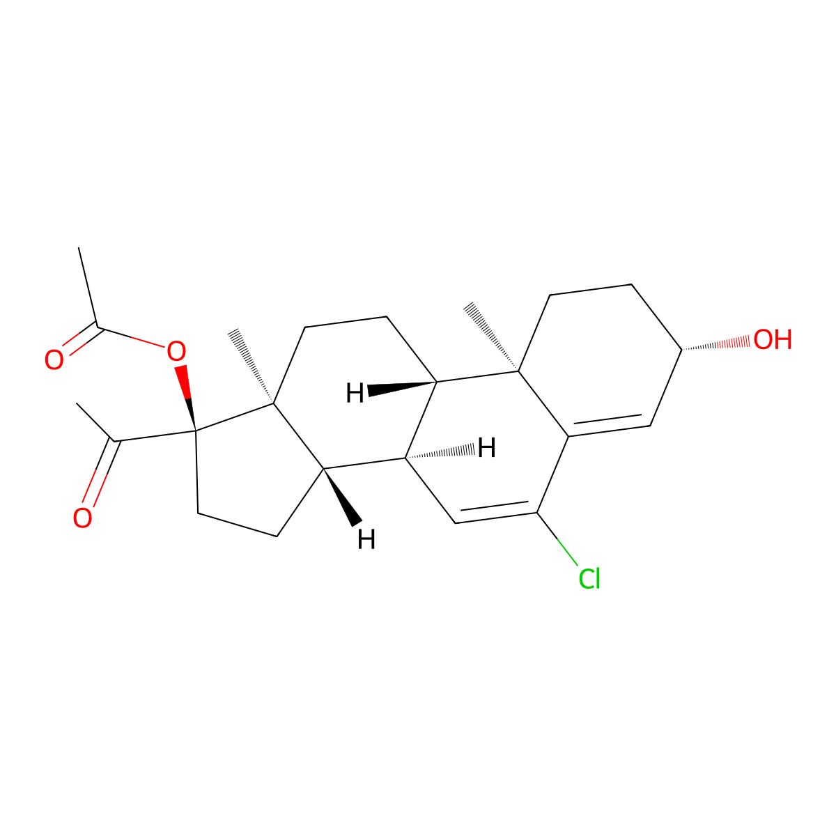 3beta-Hydroxychlormadinone acetate molecular structure, CAS 3114-44-1