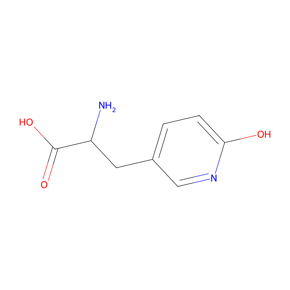 2-Amino-3-(6-hydroxypyridin-3-yl)propanoic acid molecular structure, CAS 31140-71-3