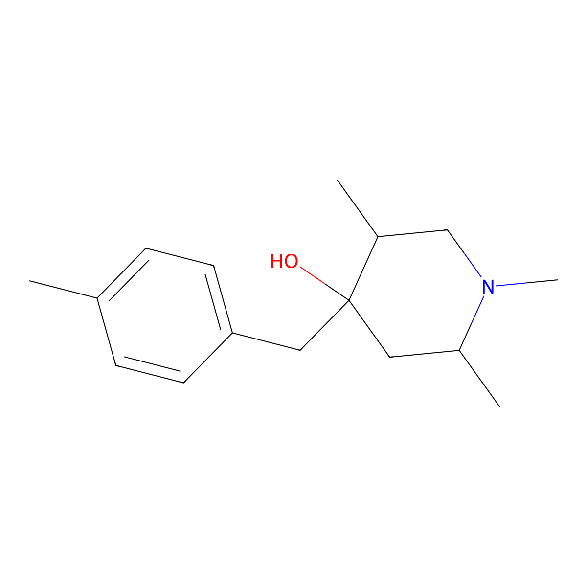 1,2,5-Trimethyl-4-(4-methylbenzyl)-4-piperidinol molecular structure, CAS 31146-21-1