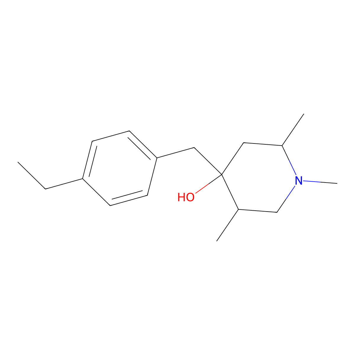 4-(4-Ethylbenzyl)-1,2,5-trimethylpiperidin-4-ol molecular structure, CAS 31146-23-3