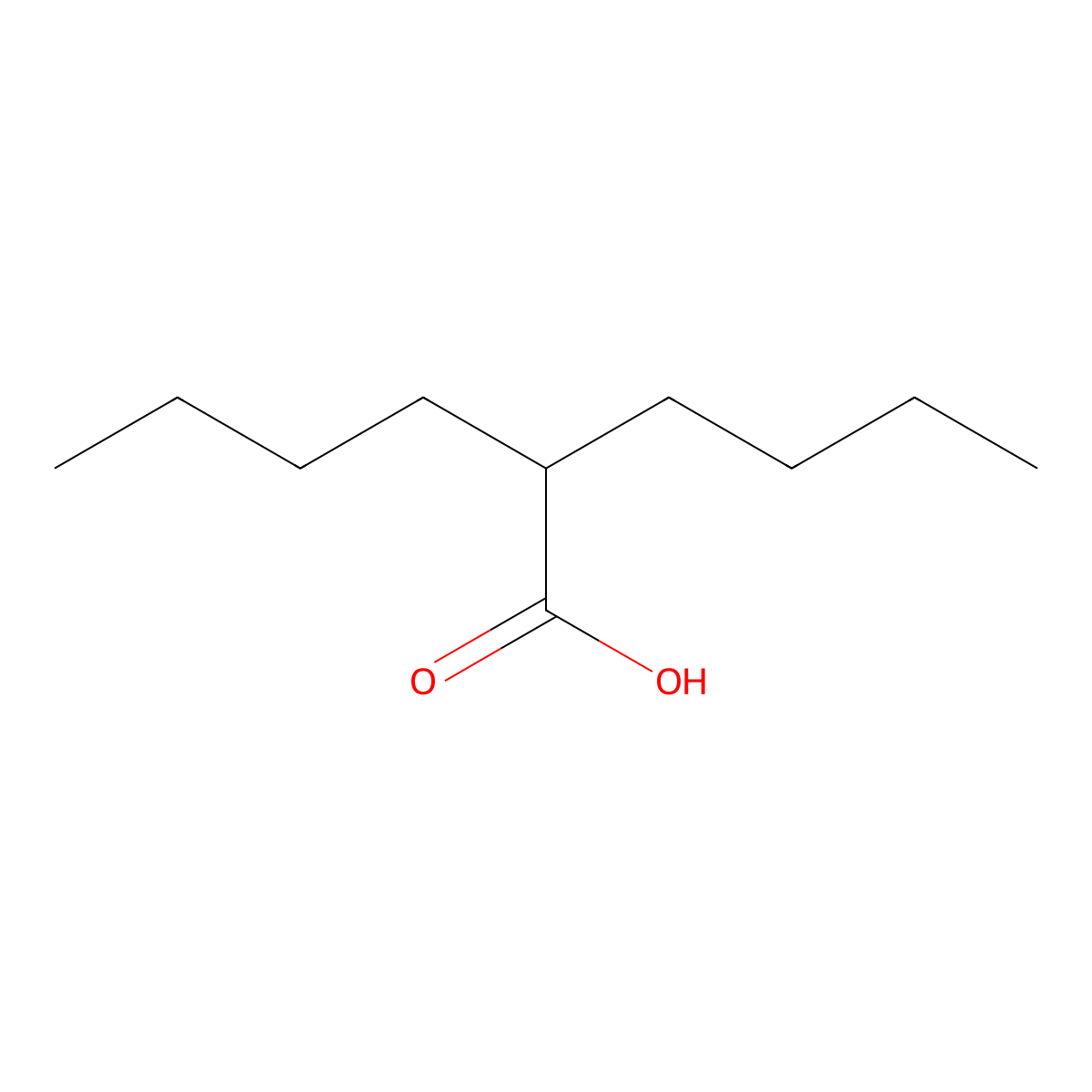 2-Butylhexanoic acid molecular structure, CAS 3115-28-4