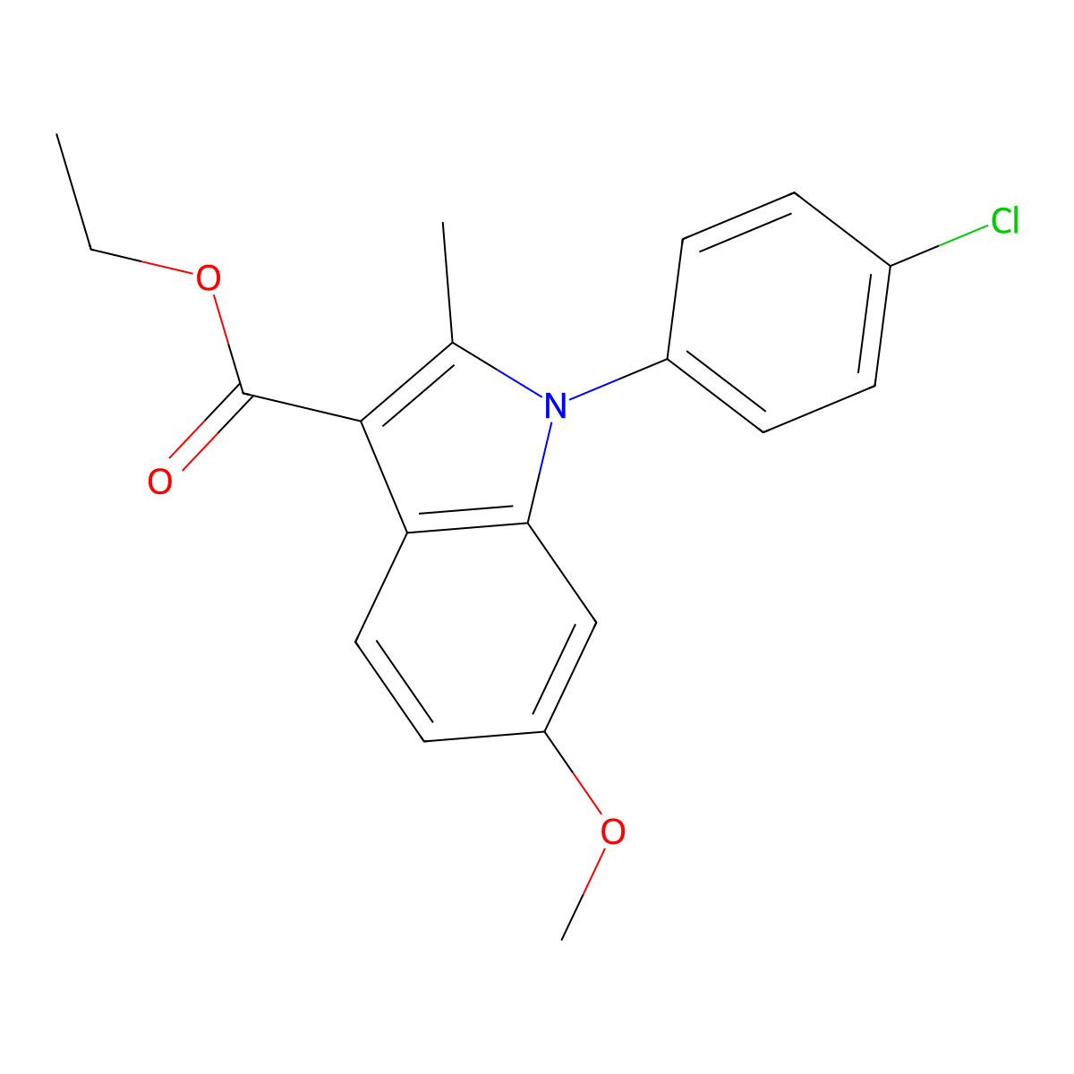 ethyl 1-(4-chlorophenyl)-6-methoxy-2-methyl-1H-indole-3-carboxylate molecular structure, CAS 31159-04-3