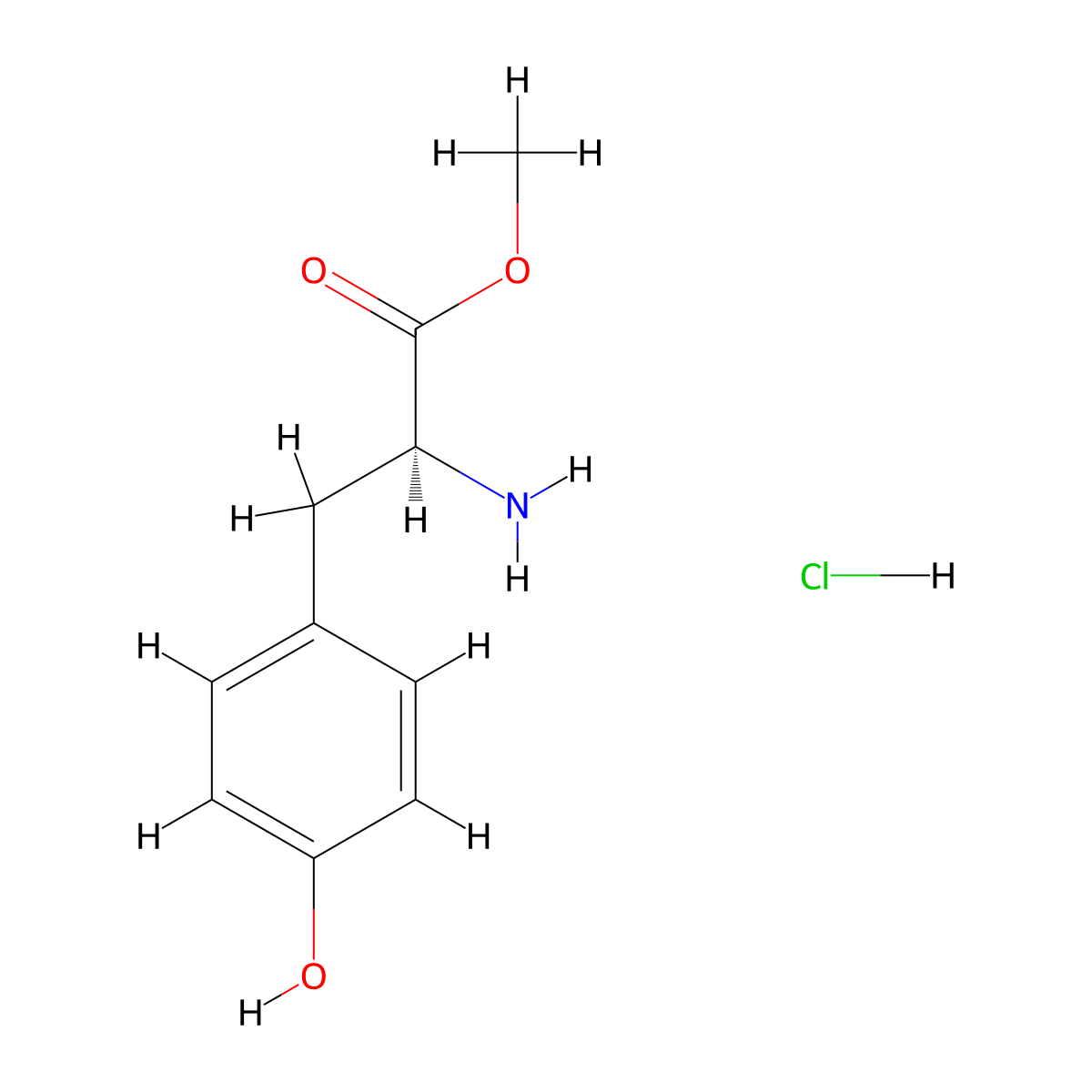 Methyl tyrosinate hydrochloride molecular structure, CAS 3116-89-0