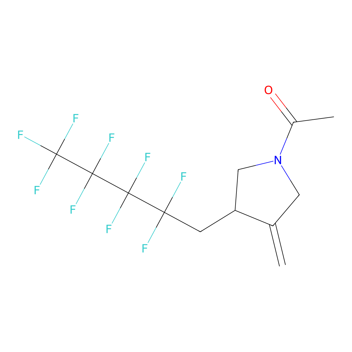 n-Acetyl-3-methylene-4-(1h,1h-nonafluoropentyl)-pyrrolidine molecular structure, CAS 31164-13-3