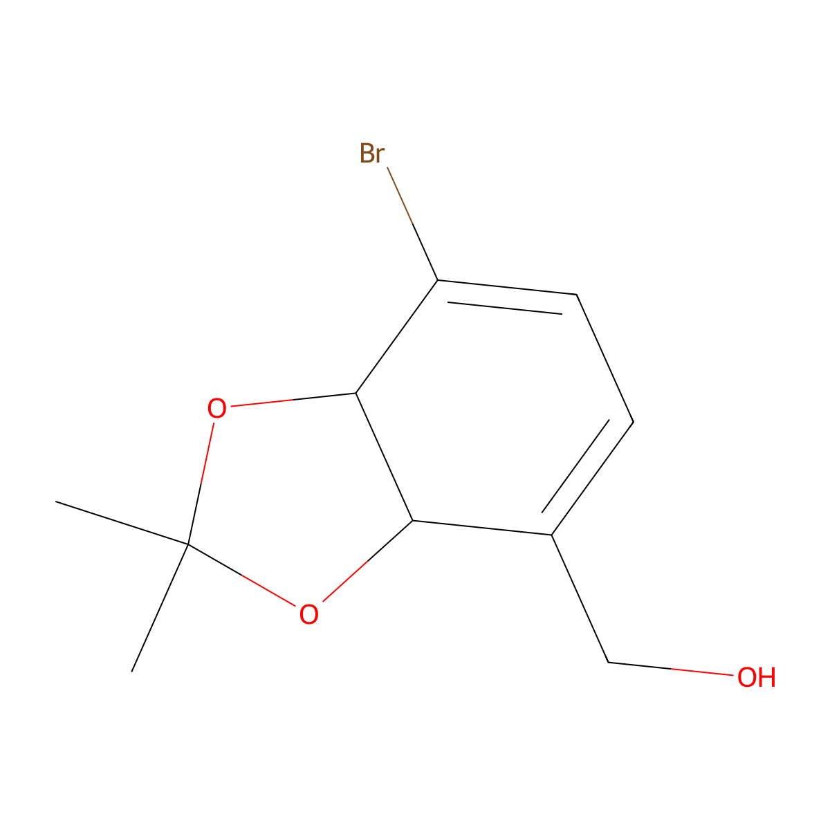 ((3aS,7aS)-7-Bromo-2,2-dimethyl-3a,7a-dihydrobenzo[d][1,3]dioxol-4-yl)methanol molecular structure, CAS 3116821-58-7