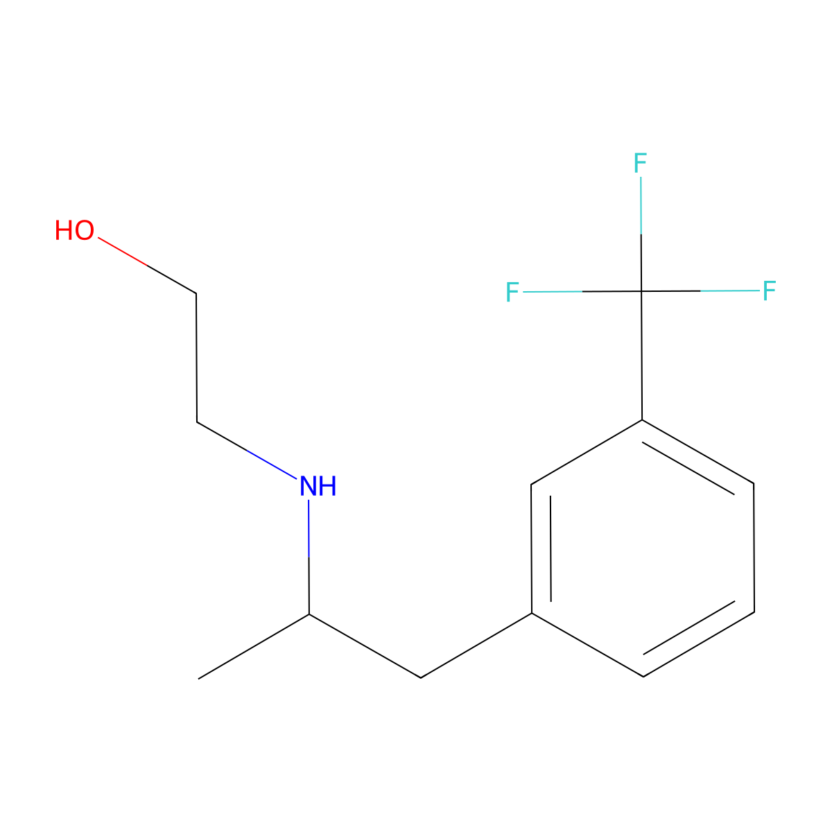 2-((1-Methyl-2-(3-(trifluoromethyl)phenyl)ethyl)amino)ethanol molecular structure, CAS 31173-14-5