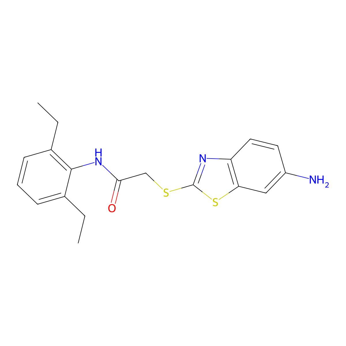 2-[(6-amino-1,3-benzothiazol-2-yl)sulfanyl]-N-(2,6-diethylphenyl)acetamide molecular structure, CAS 311762-65-9