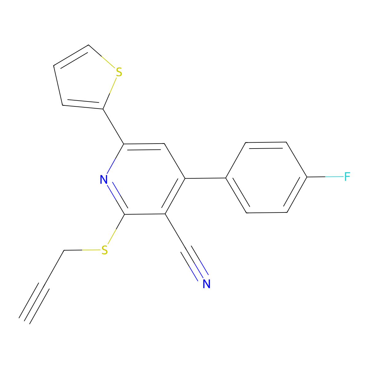 4-(4-Fluorophenyl)-2-prop-2-ynylsulfanyl-6-thiophen-2-ylpyridine-3-carbonitrile molecular structure, CAS 311763-10-7