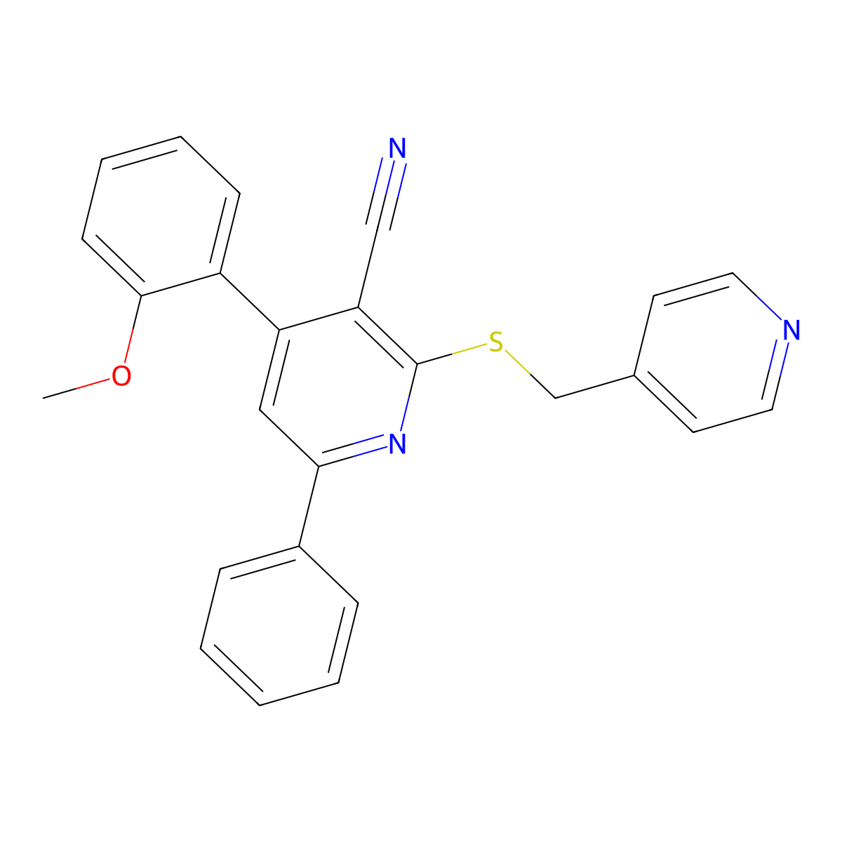 4-(2-Methoxyphenyl)-6-phenyl-2-(pyridin-4-ylmethylsulfanyl)pyridine-3-carbonitrile molecular structure, CAS 311763-12-9