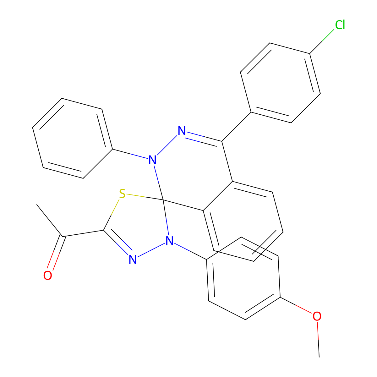 1-(4-(4-chlorophenyl)-3'-(4-methoxyphenyl)-2-phenyl-2H,3'H-spiro[phthalazine-1,2'-[1,3,4]thiadiazol]-5'-yl)ethanone molecular structure, CAS 311763-62-9