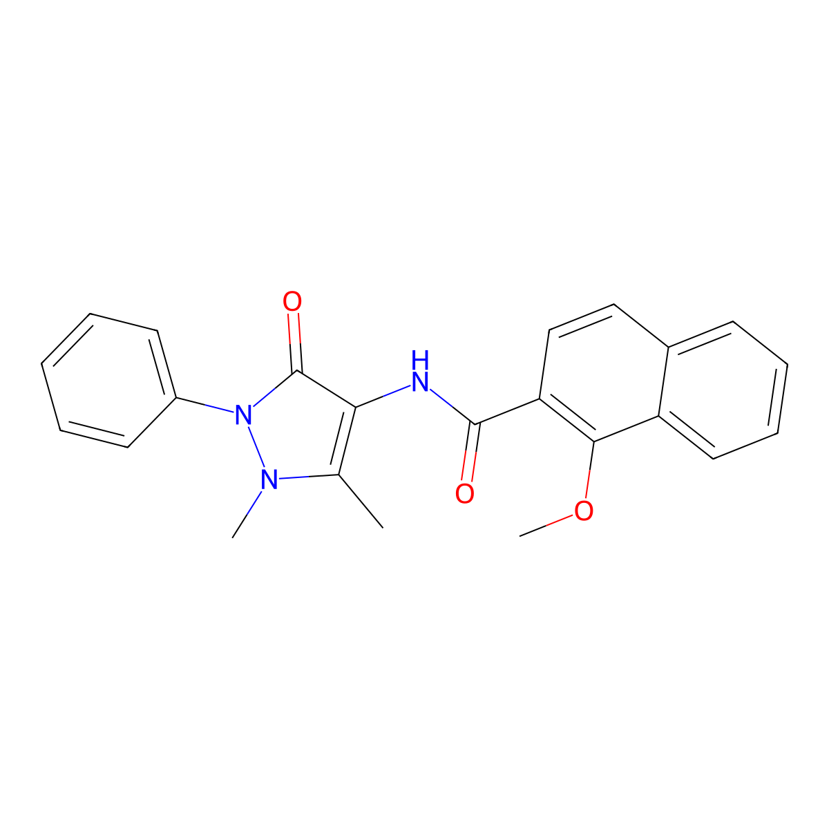 N-(1,5-dimethyl-3-oxo-2-phenyl-2,3-dihydro-1H-pyrazol-4-yl)-1-methoxynaphthalene-2-carboxamide molecular structure, CAS 311763-67-4