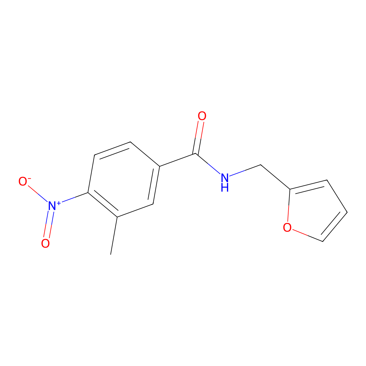 N-(furan-2-ylmethyl)-3-methyl-4-nitrobenzamide molecular structure, CAS 311764-30-4