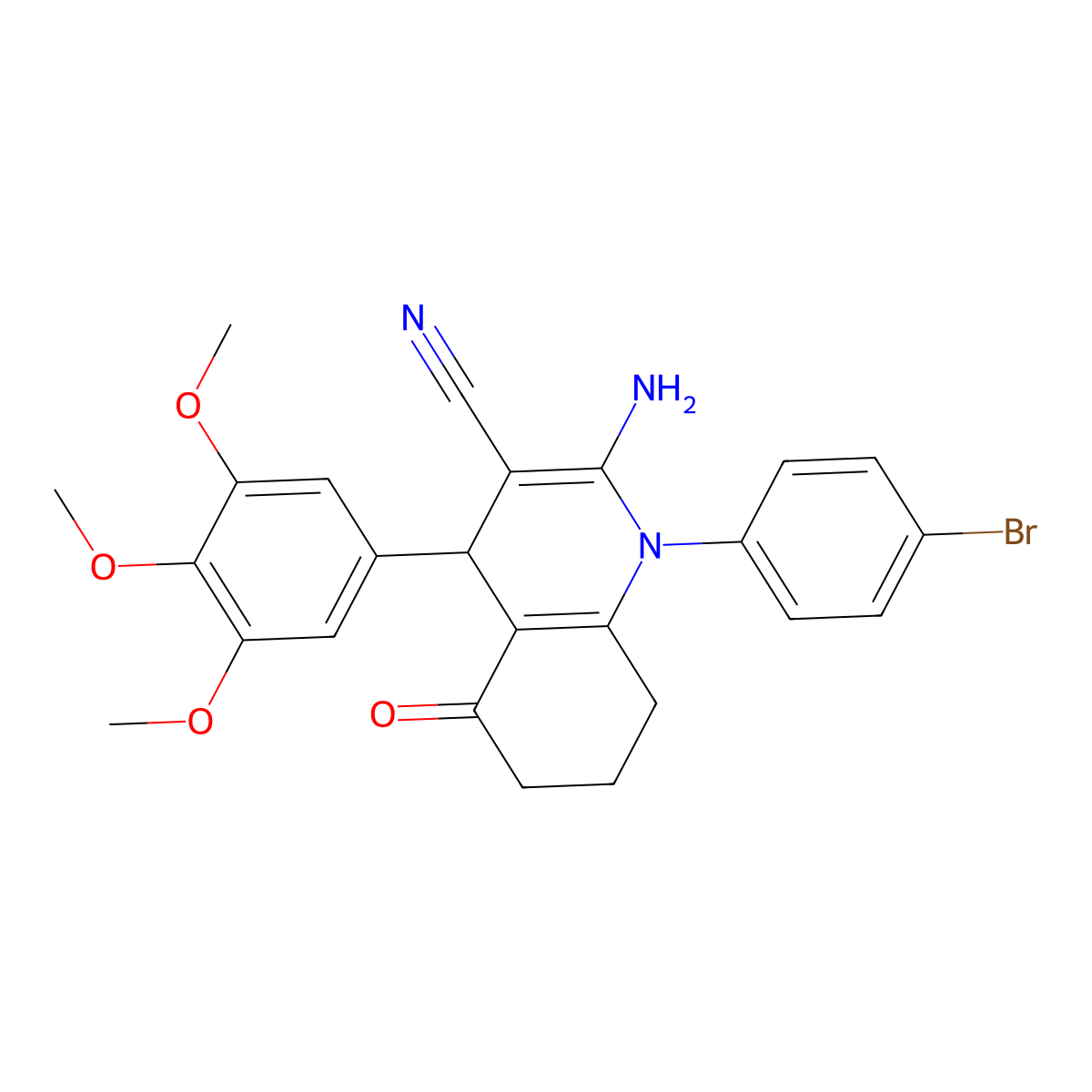 2-Amino-1-(4-bromophenyl)-5-oxo-4-(3,4,5-trimethoxyphenyl)-1,4,5,6,7,8-hexahydro-3-quinolinecarbonitrile molecular structure, CAS 311764-52-0